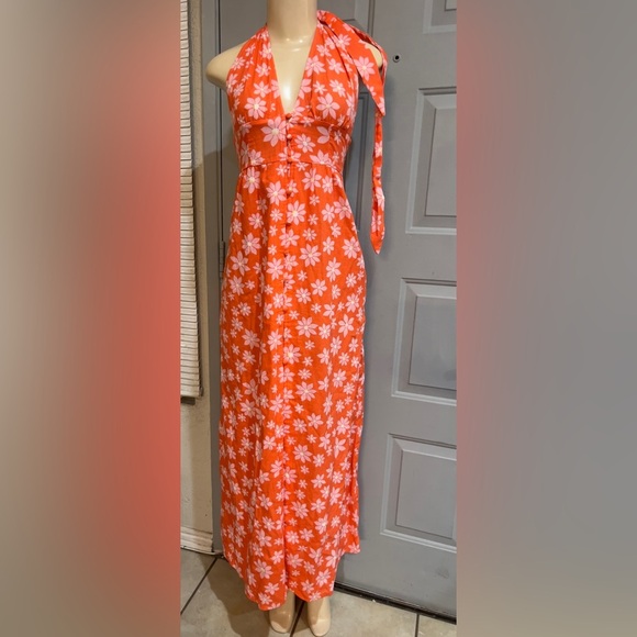 Billabong Hung Up Linen Floral Maxi Dress size Small - Picture 9 of 11